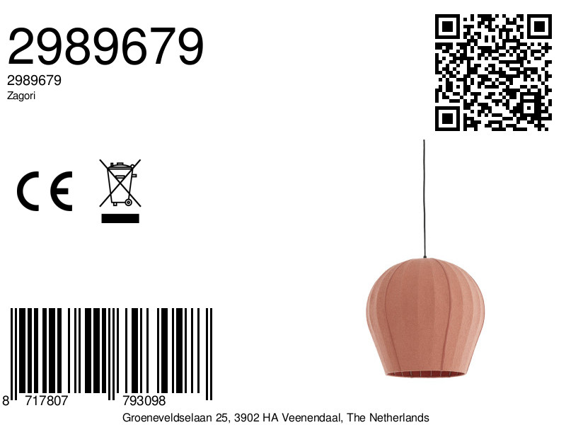 Suspension sphérique rose en tissu Light & Living Zagori – Image 6