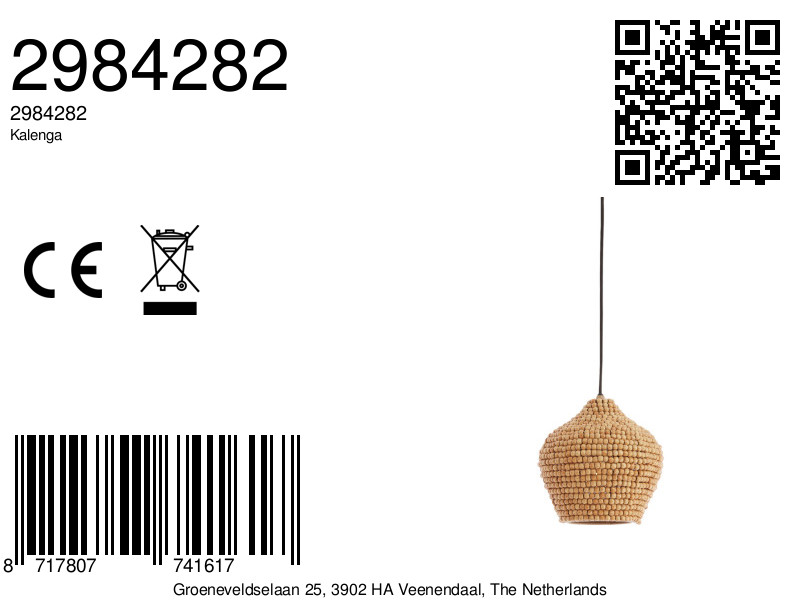 Suspension en perles de bois naturelle Light & Living Kalenga – Image 8