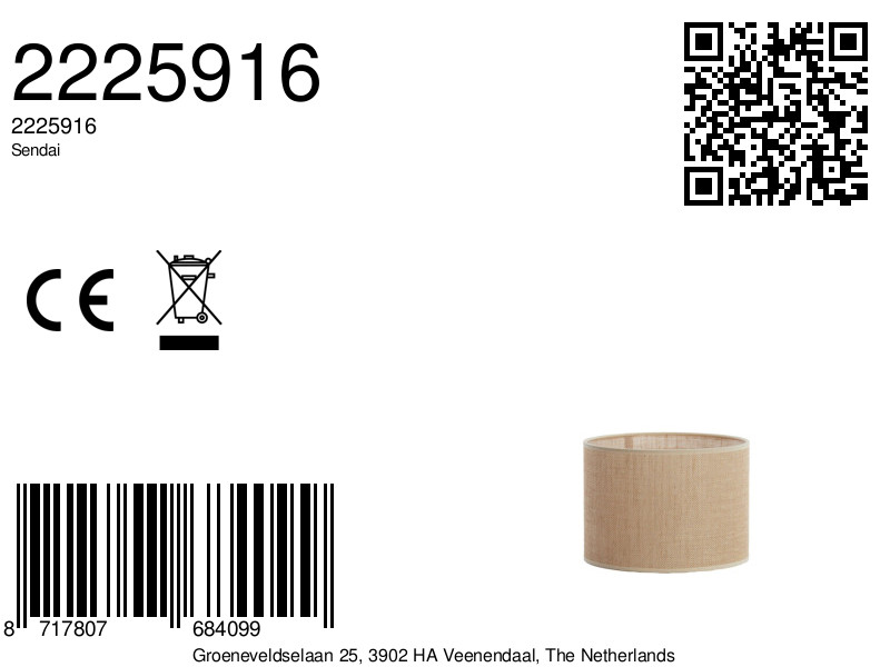 Abat-jour cylindrique beige pour éclairage d'ambiance Light & Living Sendai – Image 8