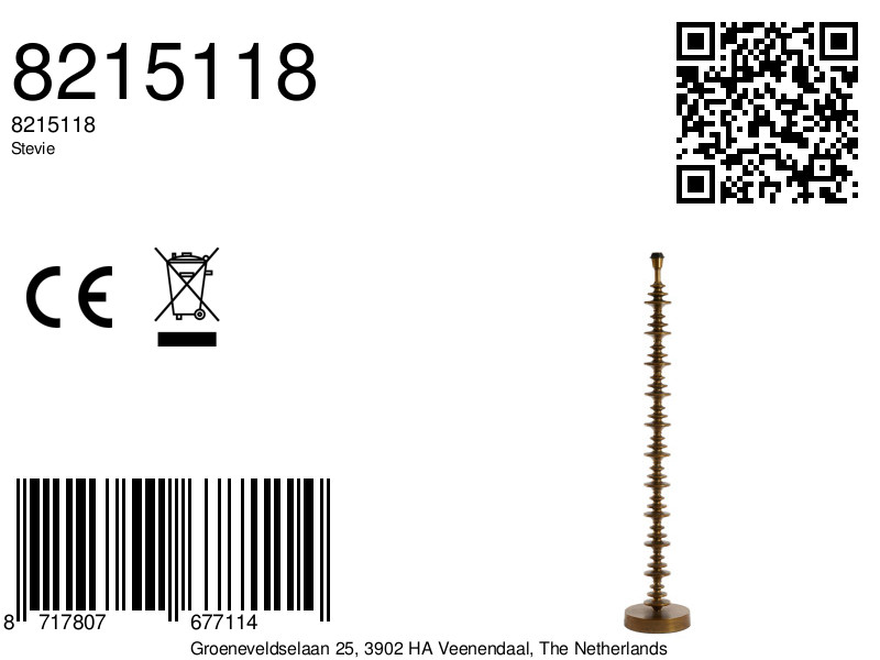 Long pied de lampe moderne marron Light & Living Stevie – Image 8