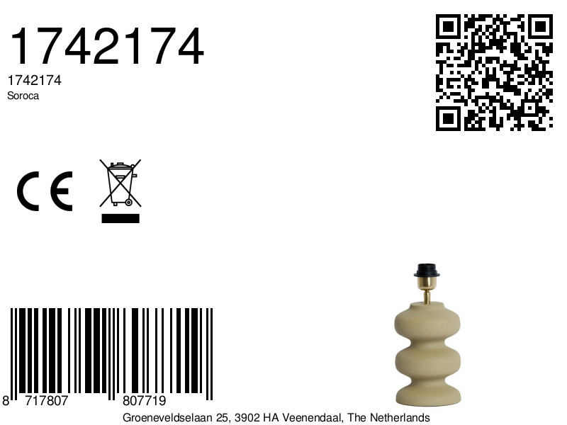 Pied de lampe en céramique beige Light & Living Soroca – Image 5