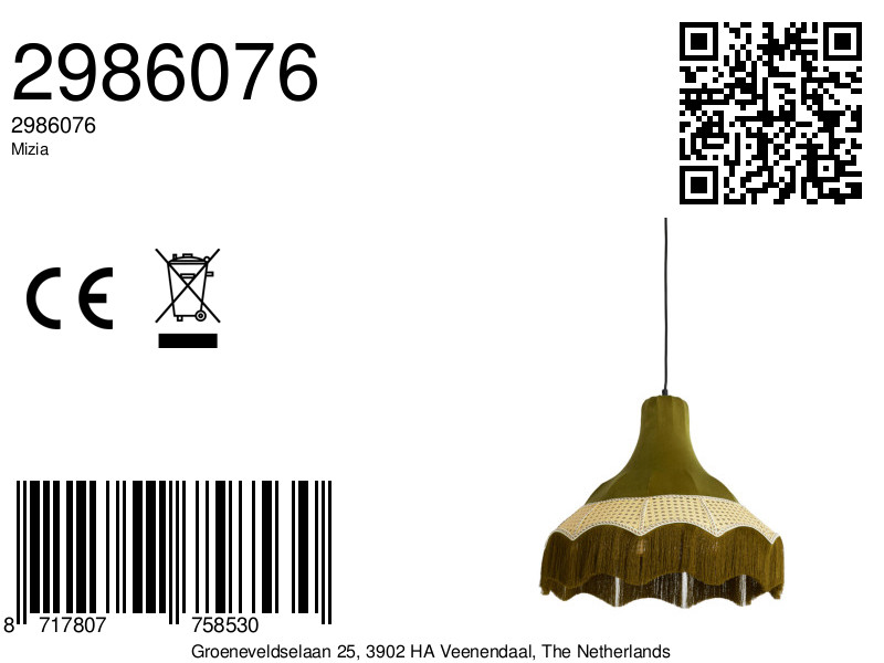 Suspension verte avec franges Light & Living Mizia – Image 8