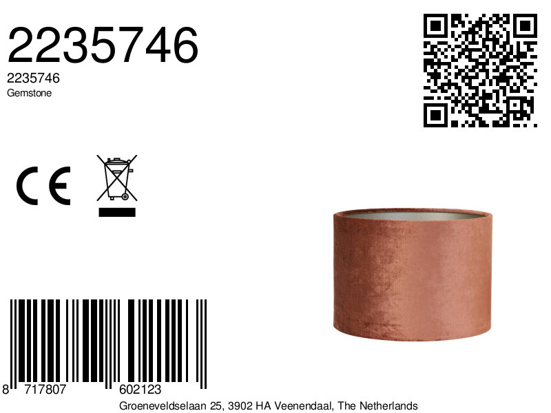 Abat-jour en tissu couleur rouille Light & Living Gemstone – Image 7