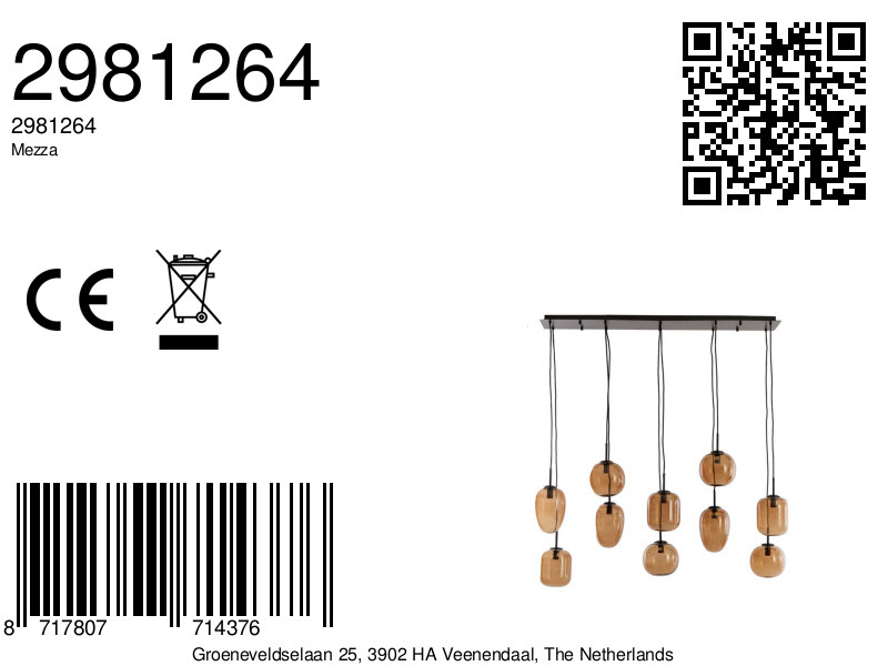 Suspension en verre couleur ambre Light & Living Mezza – Image 9