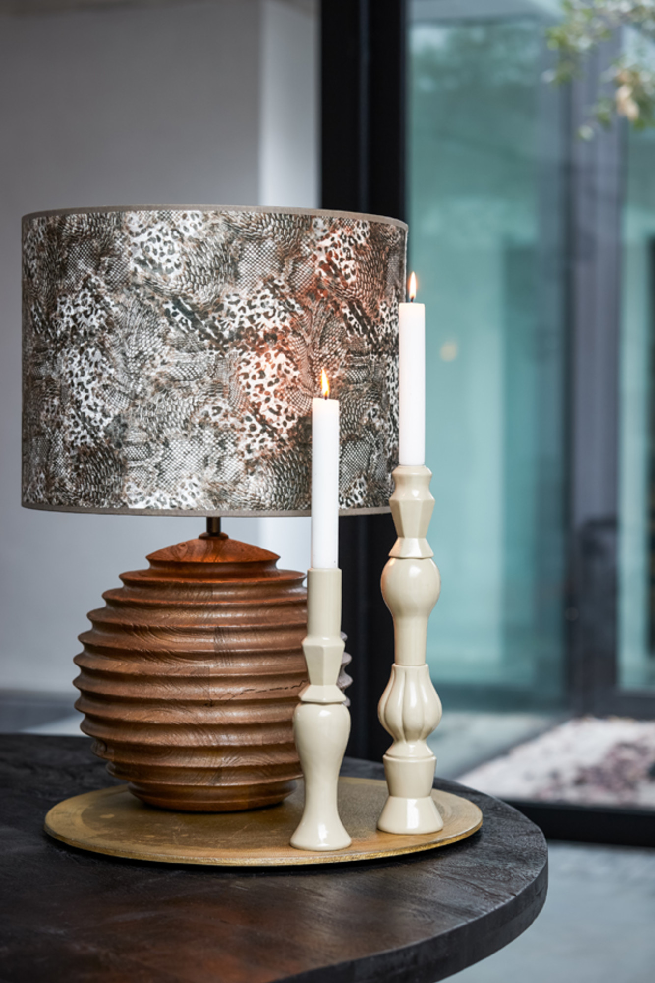 Abat-jour imprimé d'animaux en forme cylindrique Light & Living Keyon – Image 4