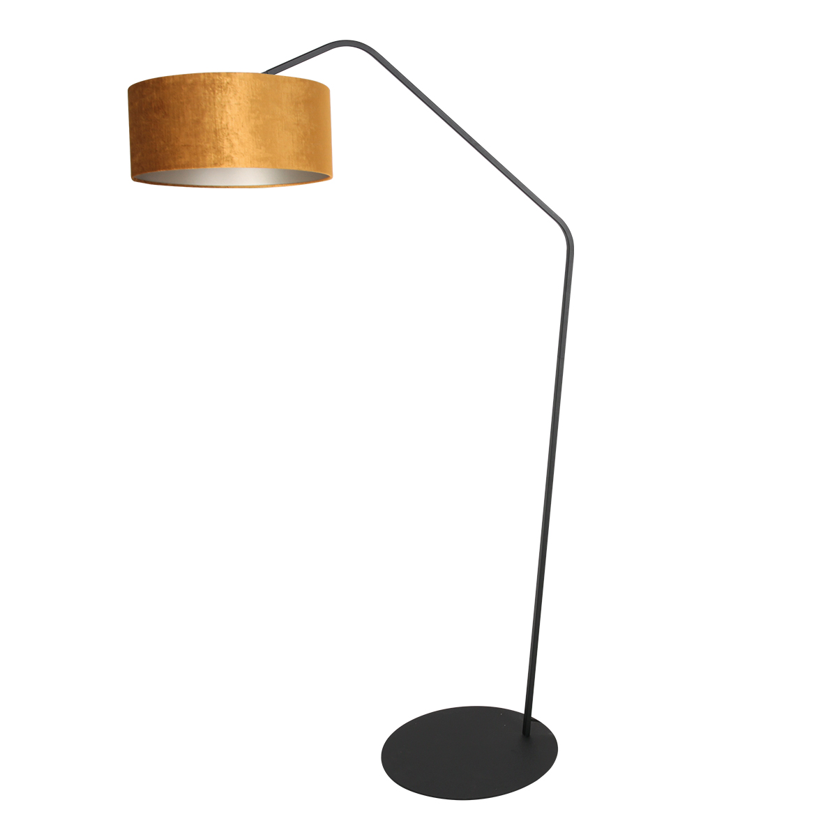 Lampadaire noir avec abat-jour en velours doré Anne Lighting ZigZag – Image 2