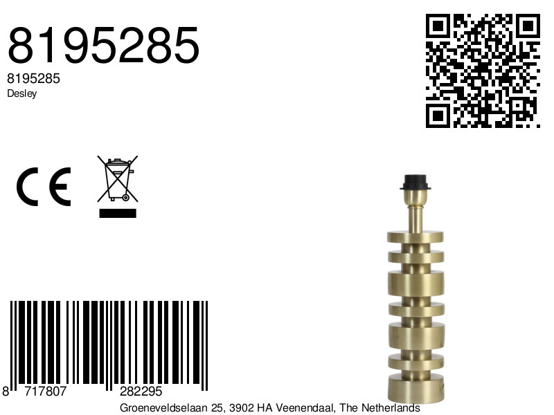 Conception empilable de pied de lampe doré Light & Living Desley – Image 6