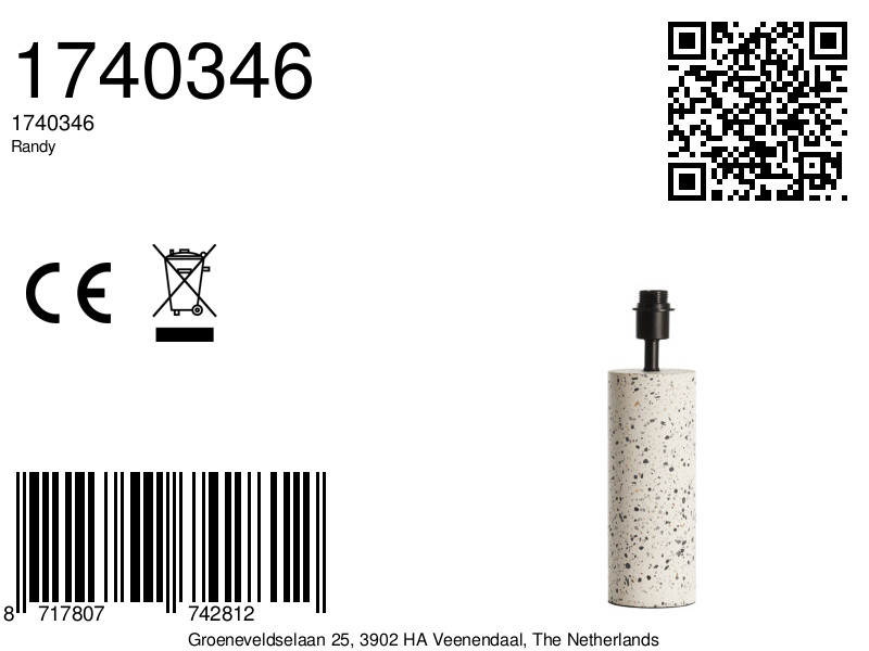 Socle de lampe cylindrique motif terrazzo Light & Living Randy – Image 6