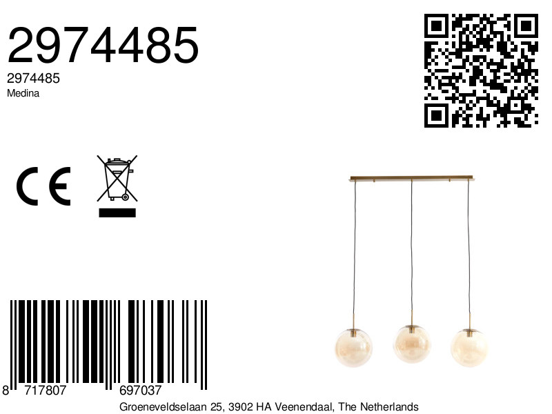 Suspension en verre avec accents dorés Light & Living Medina – Image 8