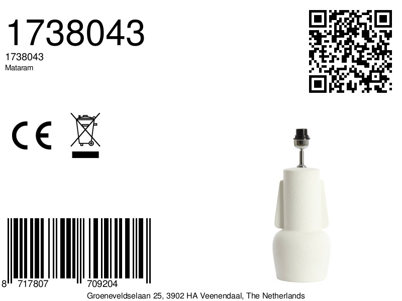 piètement de lampe moderne blanc Light & Living Mataram – Image 8