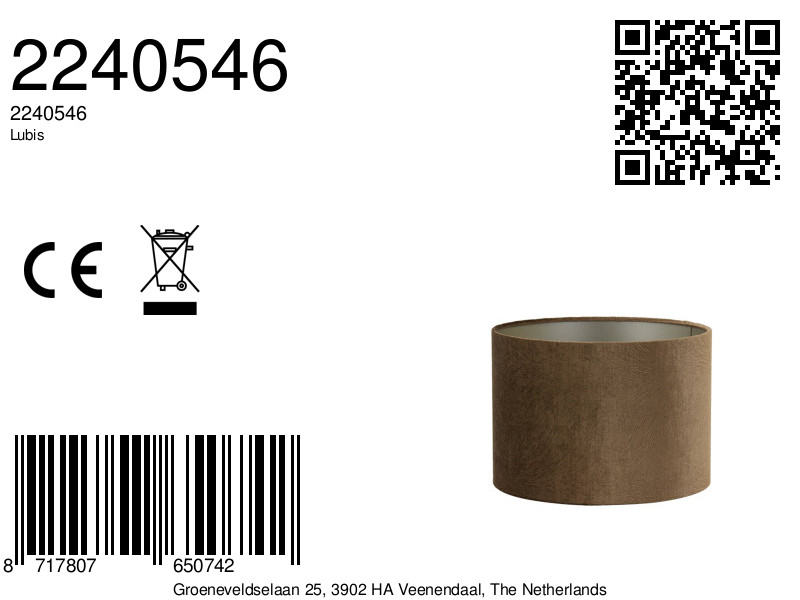 Abat-jour cylindrique brun pour l'ambiance Light & Living Lubis – Image 8