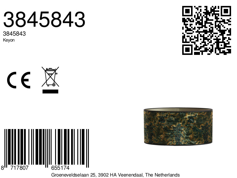 Abat-jour avec motif vert Light & Living Keyon – Image 2