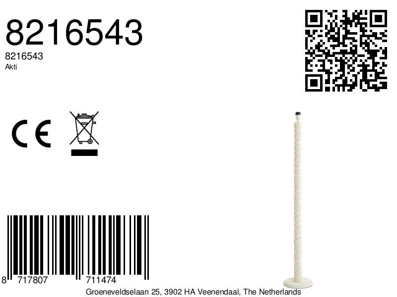 Piedestal de lampe blanche au design moderne Light & Living Akti – Image 7