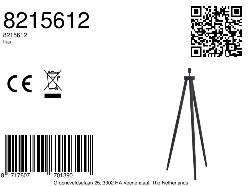 Piedestal de lampe trois pattes noir Light & Living Ilias – Image 7