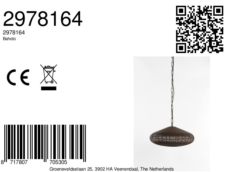 Suspension ronde avec coupole en fil Light & Living Bahoto – Image 8