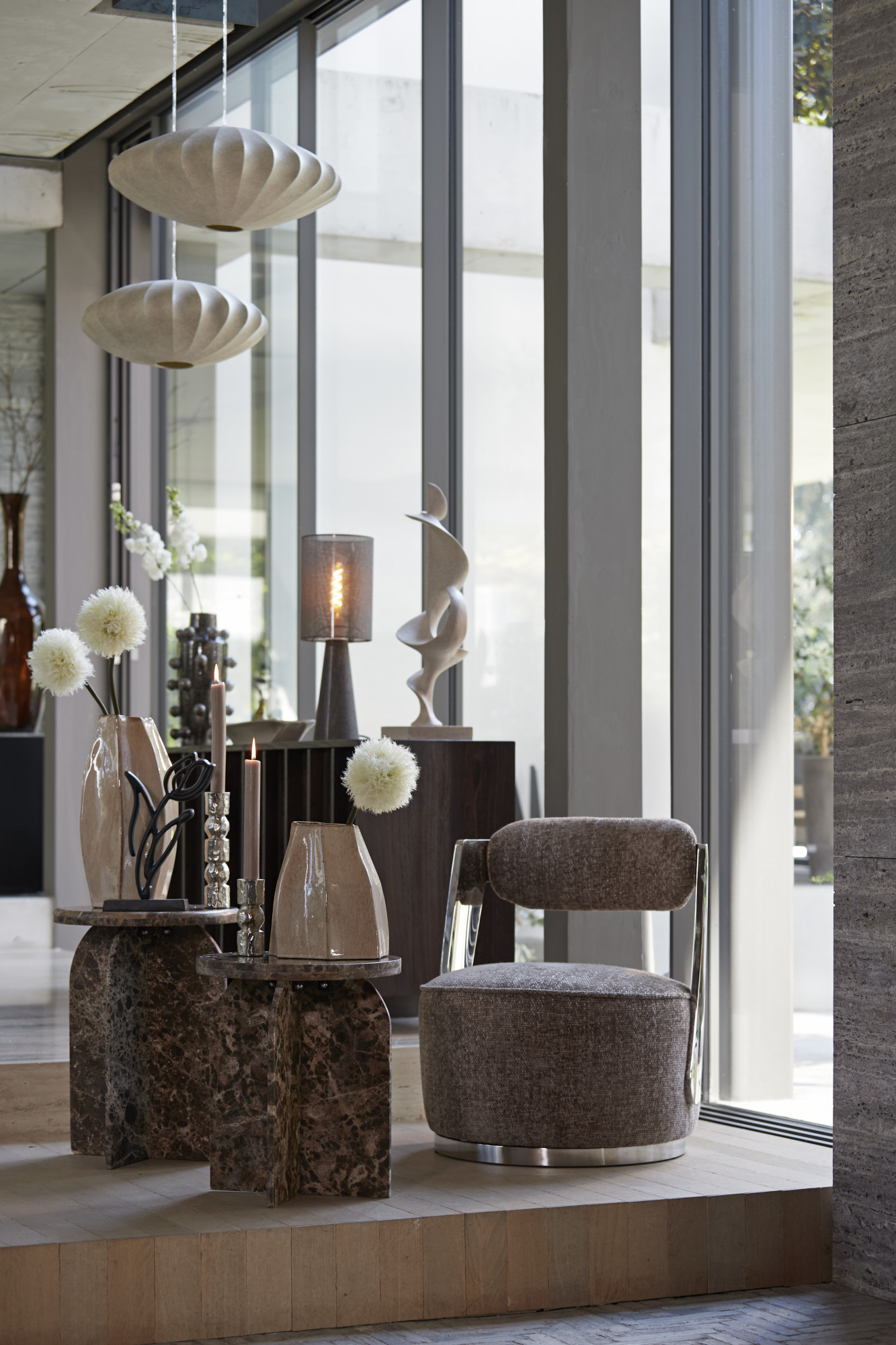 Suspension ronde crème avec abat-jour textile Light & Living Fay – Image 4