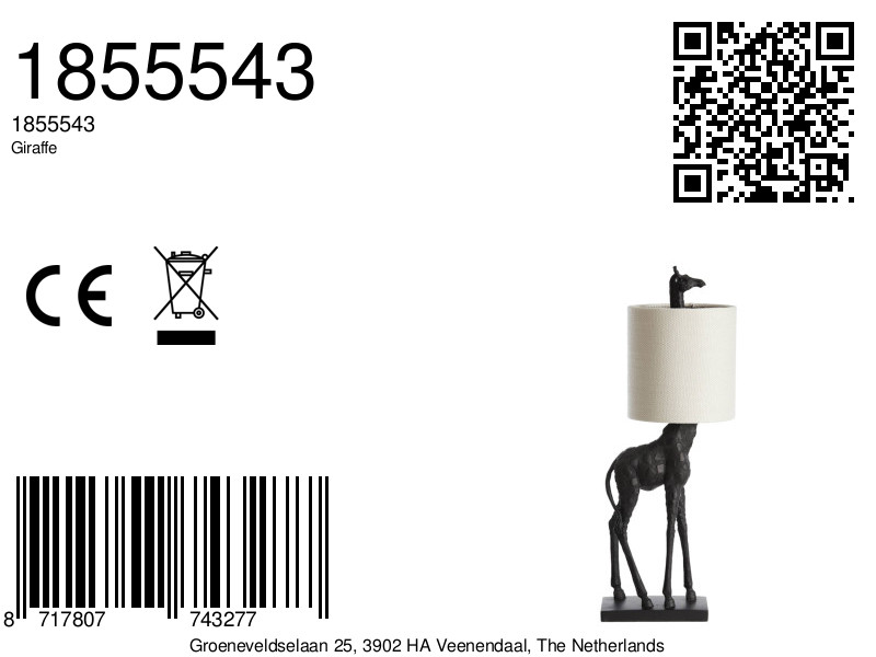 Lampe girafe avec abat-jour blanc Light & Living Giraffe – Image 8