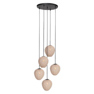 Suspension avec 5 abat-jour crème en forme de goutte Mexlite HaloSwap