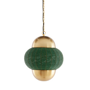 Suspension vert-doré avec abat-jour design Light & Living Cetara
