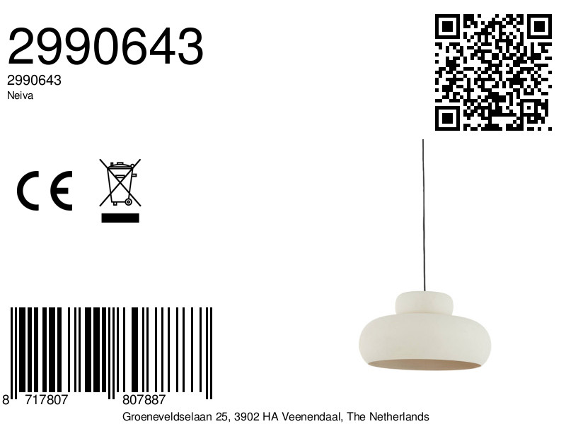 Suspension blanche moderne au style épuré Light & Living Neiva – Image 6