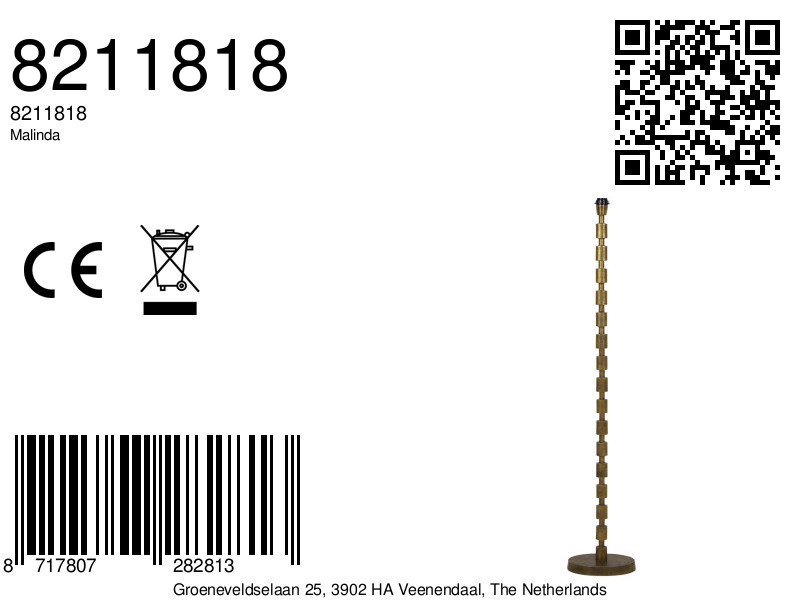 Socle de lampe couleur dorée en forme cylindrique Light & Living Malinda – Image 8