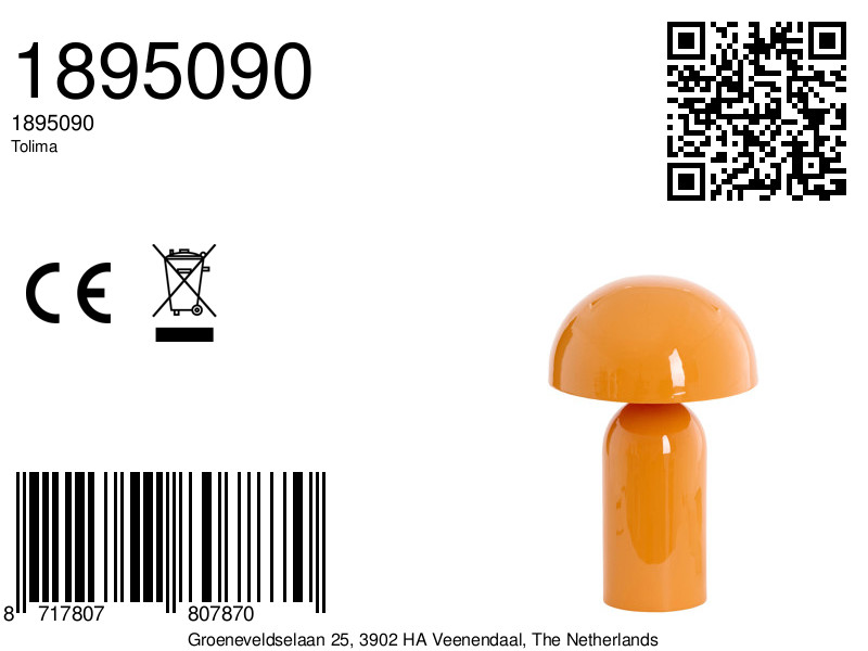 Lampe design champignon orange Light & Living Tolima – Image 5