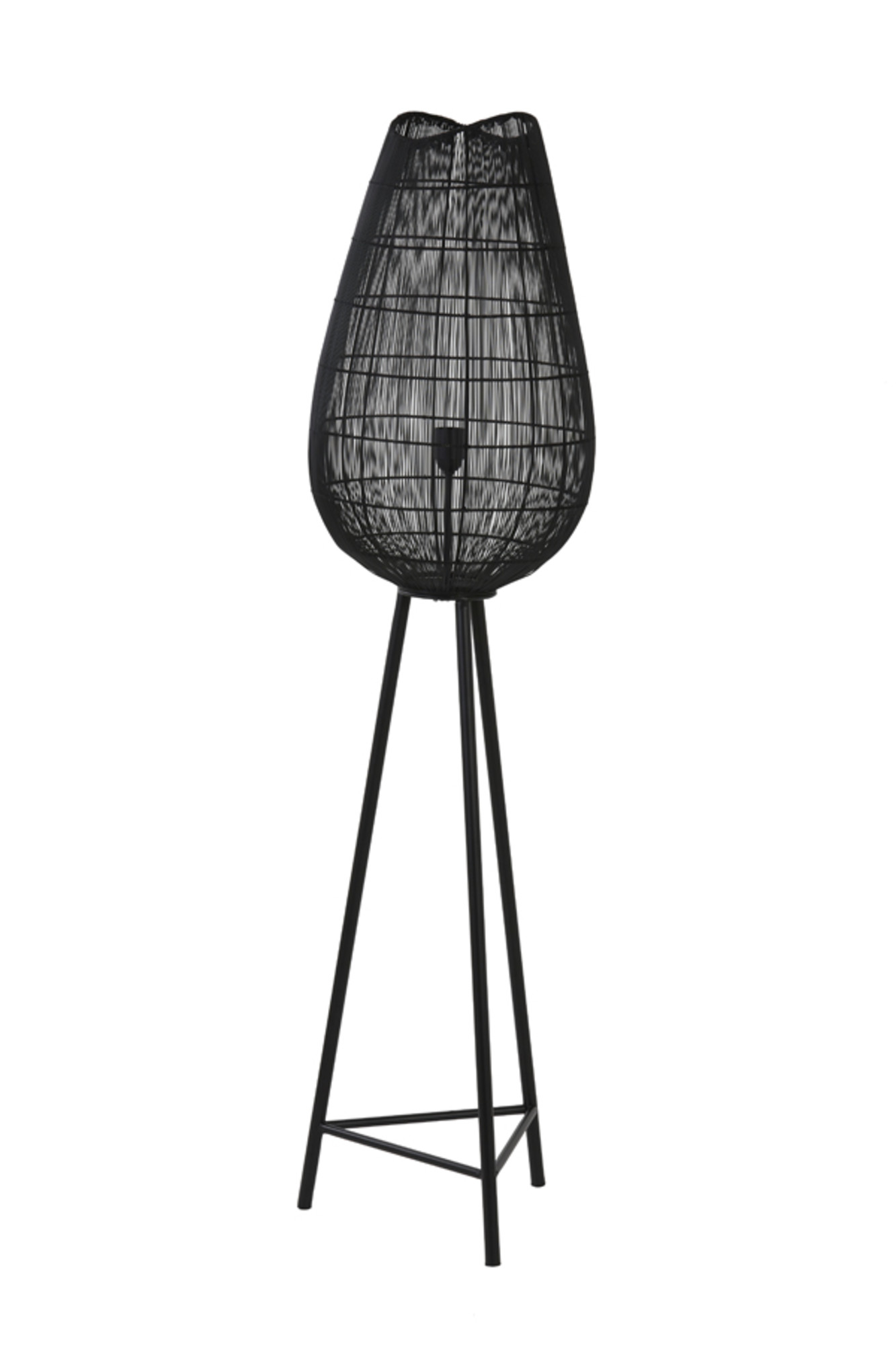Lampadaire trépied noir avec abat-jour ovale filaire Light & Living Yumi – Image 2