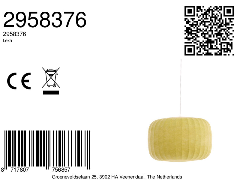 Suspension ovale en tissu jaune Light & Living Lexa – Image 6