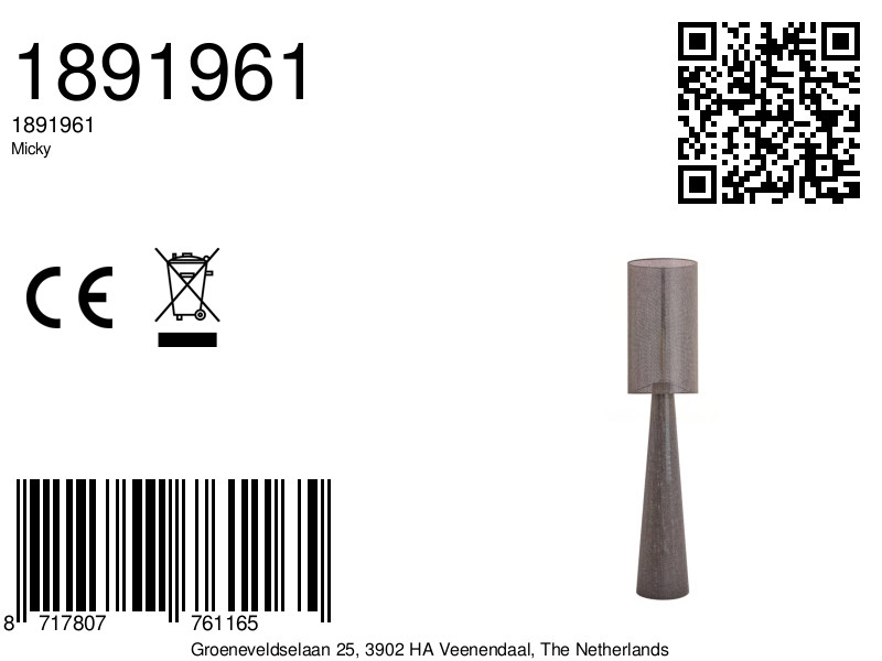 Lampadaire gris au look vintage Light & Living Micky – Image 7