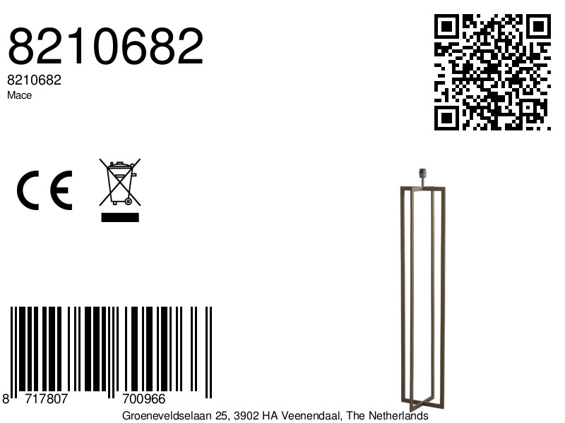 Piedestal de lampe longue carrée argentée Light & Living Mace – Image 7