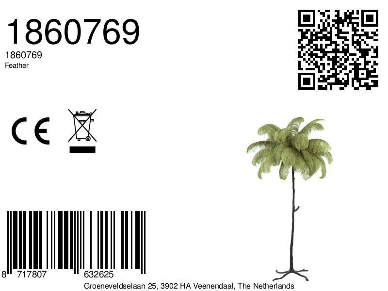 Lampadaire design à plumes vertes Light & Living Feather – Image 3