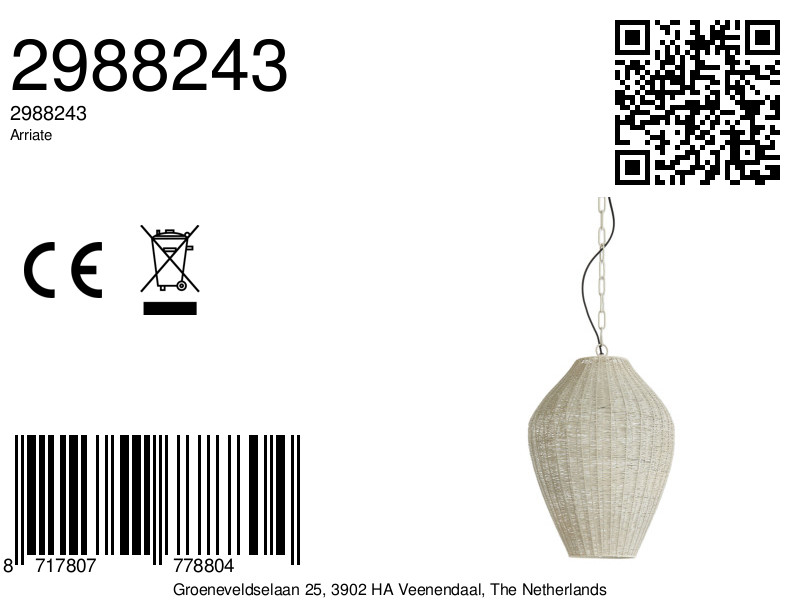 Suspension en rotin blanc cassé Light & Living Arriate – Image 6