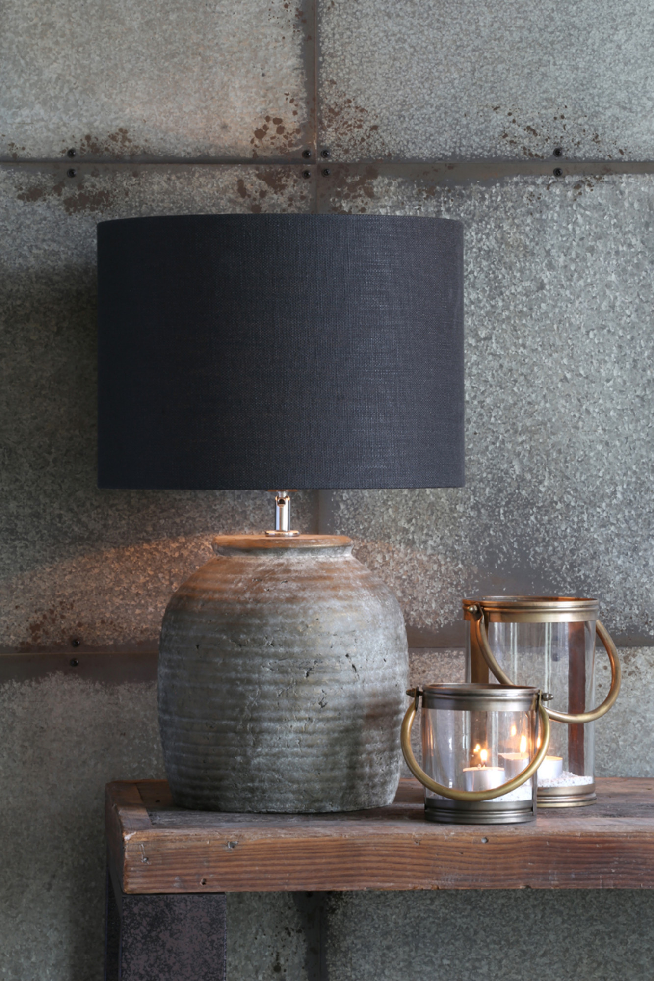 Abat-jour cylindrique en tissu noir Light & Living Livigno – Image 4