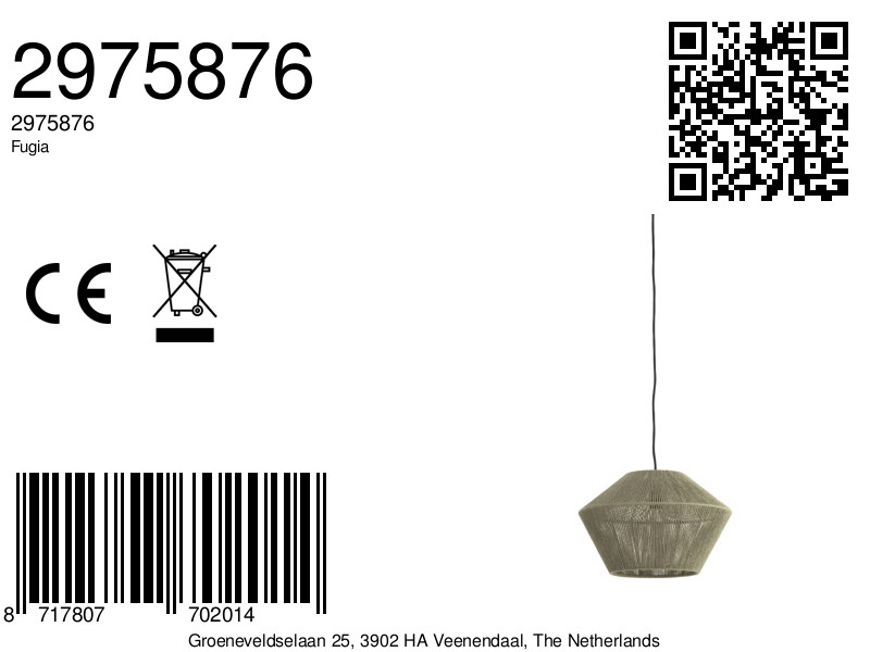 Suspension verte en tissu à forme géométrique Light & Living Fugia – Image 8