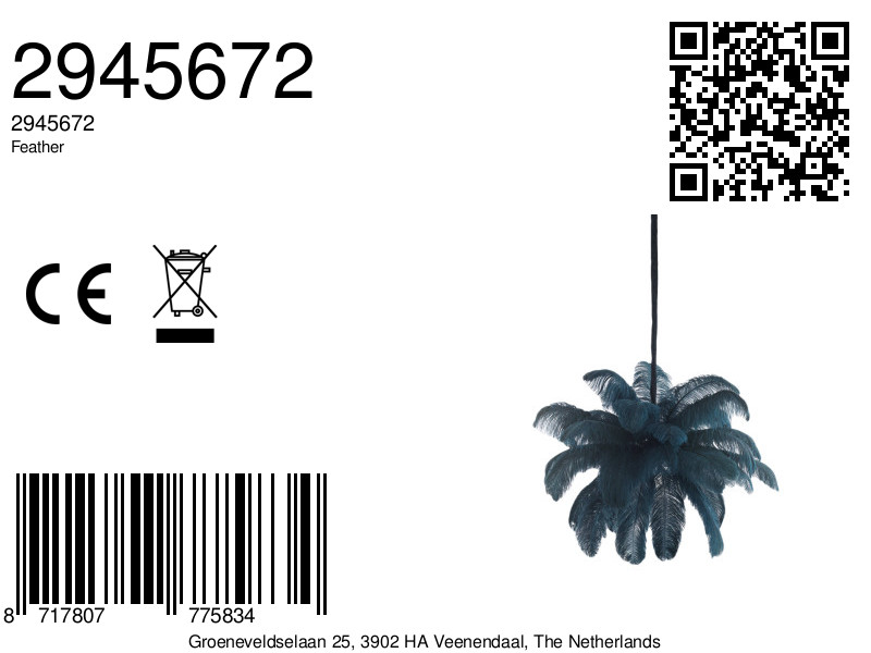 Suspension bleu foncé avec plumes Light & Living Feather – Image 7