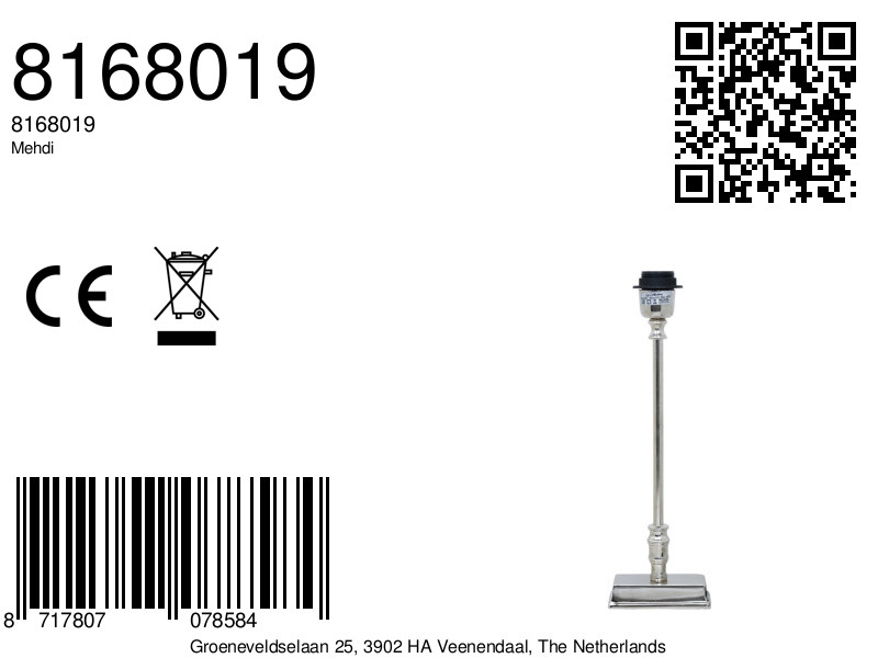 Piedestal de lampe en argent style élancé Light & Living Mehdi – Image 3