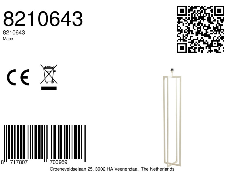 Socle de lampe longue carrée blanche Light & Living Mace – Image 7