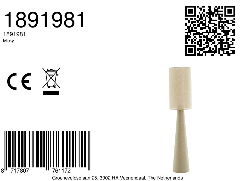 Lampadaire chaleureux avec abat-jour beige Light & Living Micky – Image 6