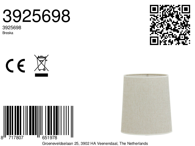 Abat-jour en tissu couleur crème Light & Living Breska – Image 8