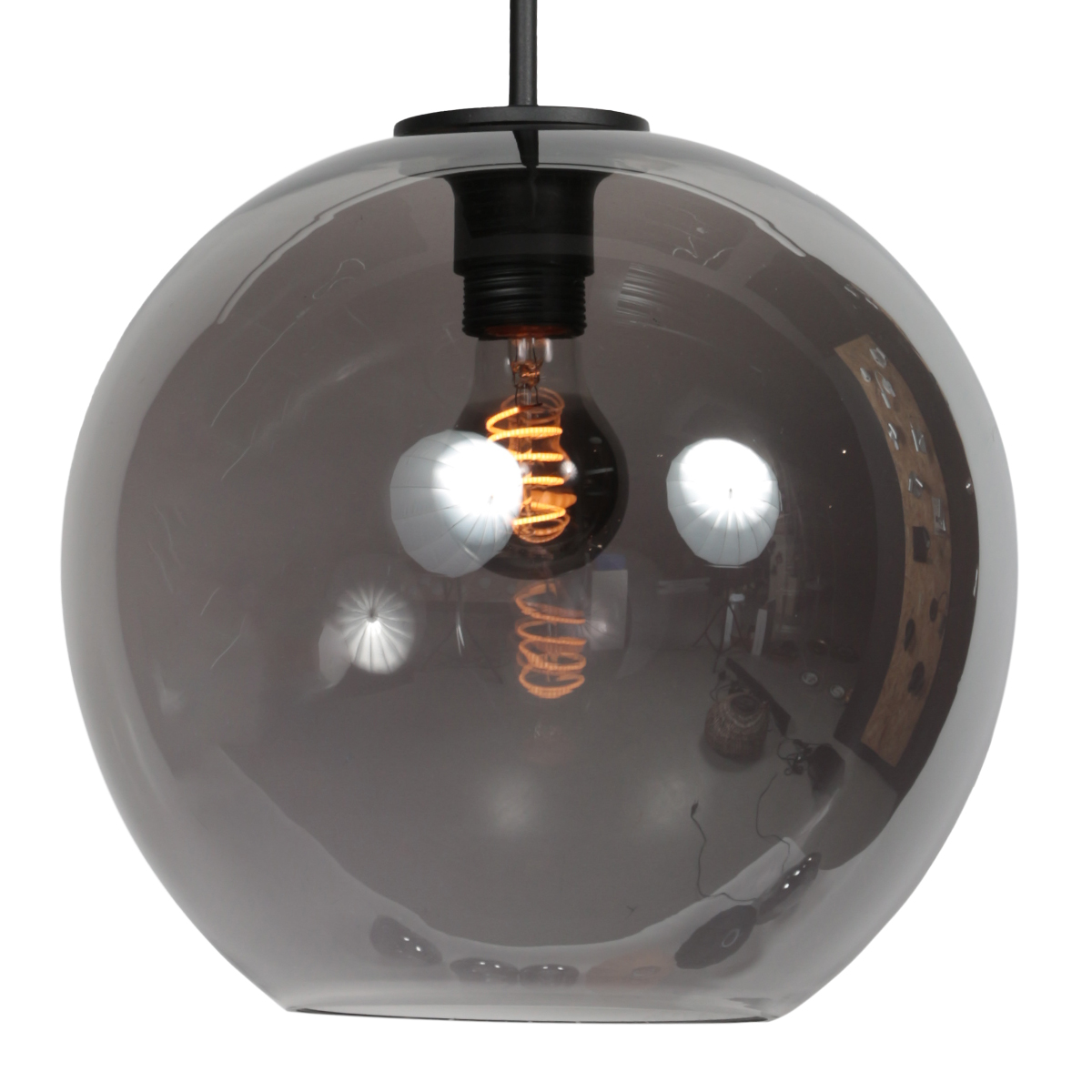 Suspension avec boule noire en verre fumé Mexlite HaloSwap – Image 3