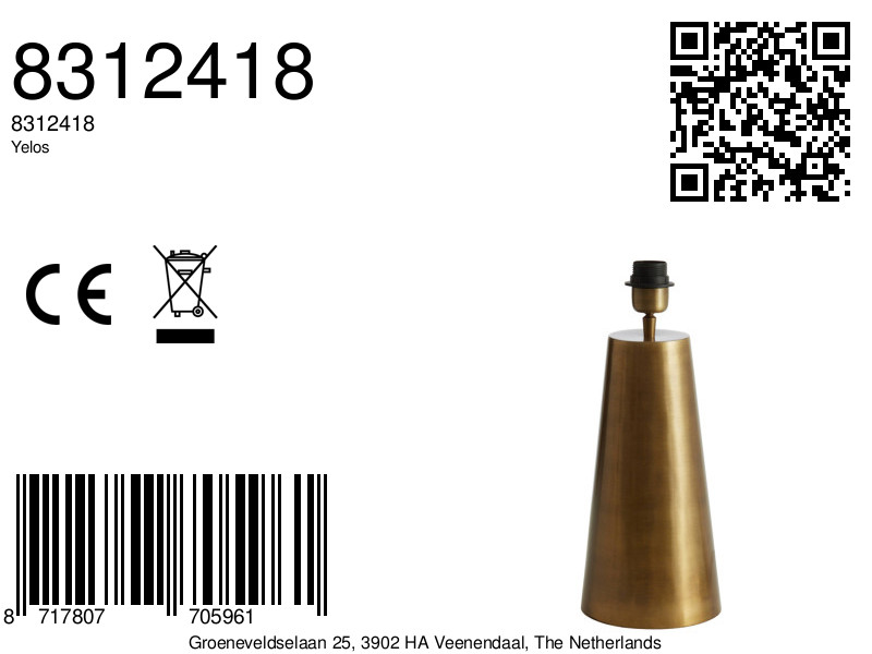 Piedestal de lampe conique couleur bronze Light & Living Yelos – Image 6