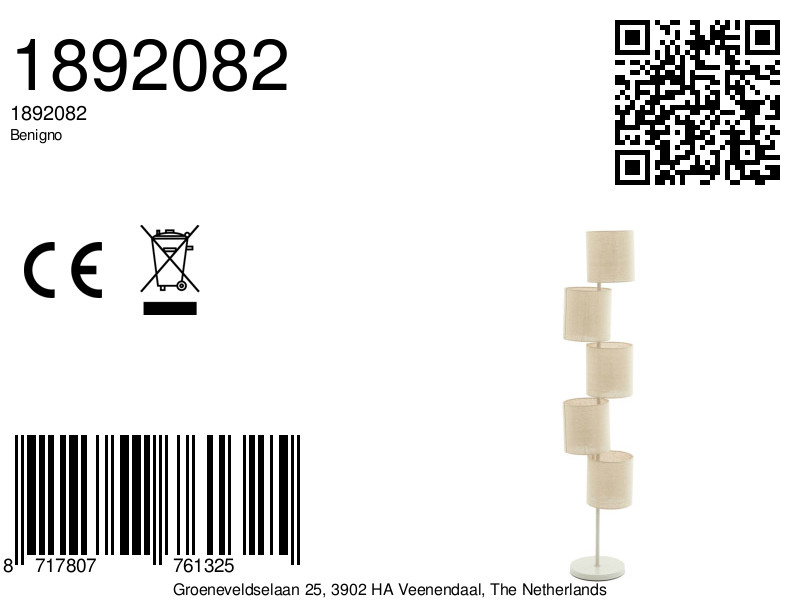 Lampadaire beige original avec petits abat-jours Light & Living Benigno – Image 7