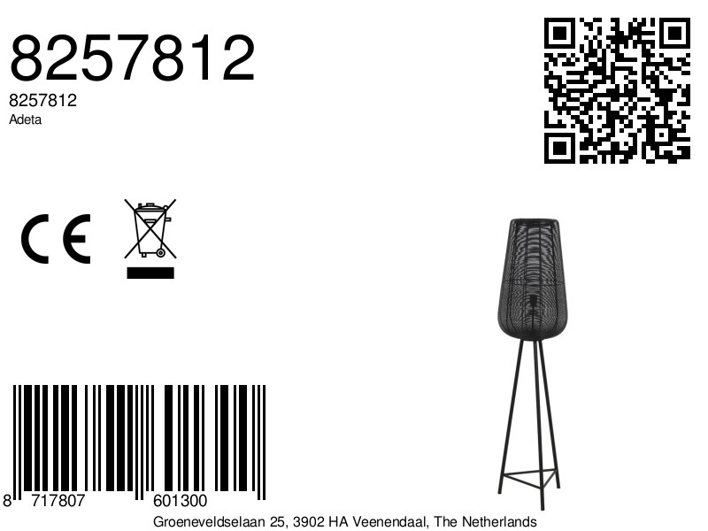 Lampadaire en métal noir pour éclairage d’ambiance Light & Living Adeta – Image 9