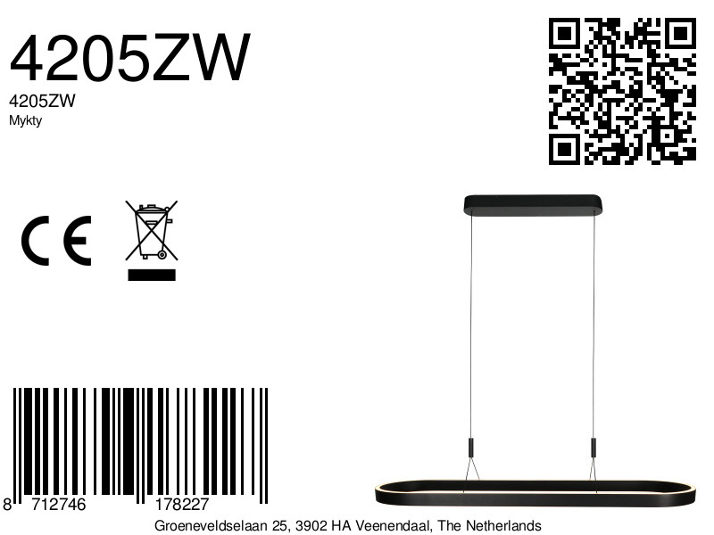 Suspension LED ovale noire avec éclairage haut et bas Steinhauer Mykty – Image 11