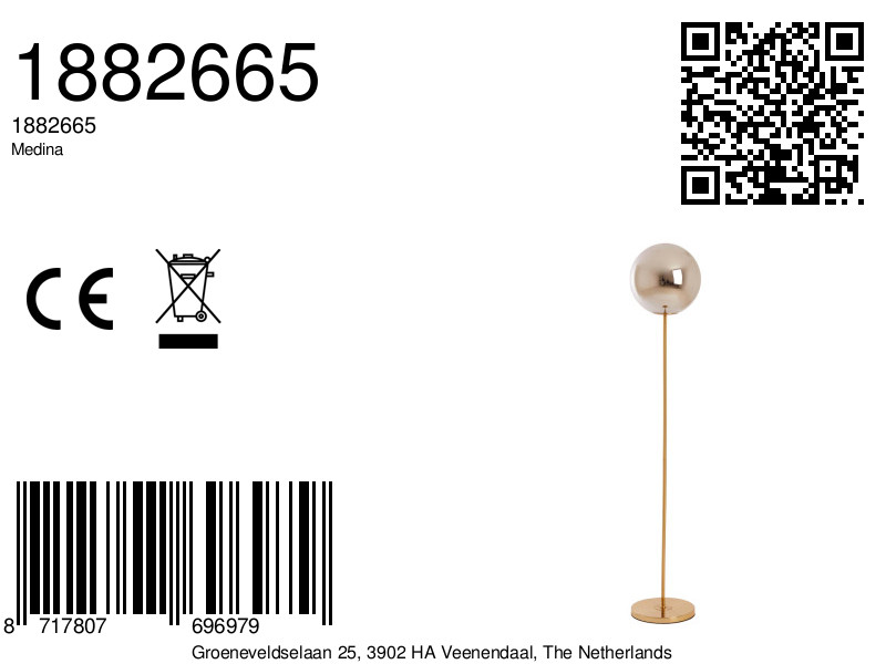 Moderne lampe sur pied dorée Light & Living Medina – Image 10