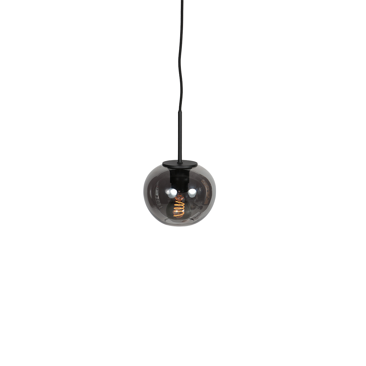 Suspension moderne noire en verre fumé Mexlite HaloSwap