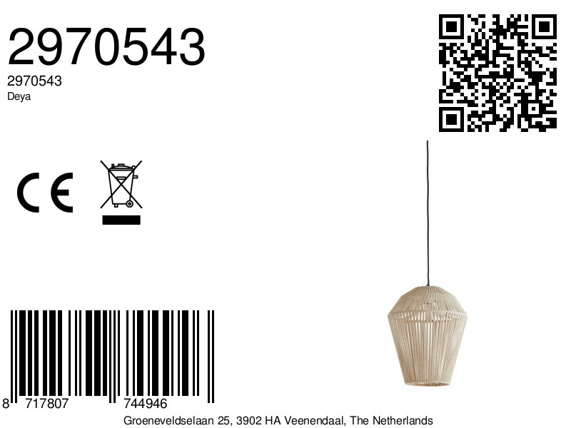 Suspension en tissu beige à ambiance chaleureuse Light & Living Deya – Image 9