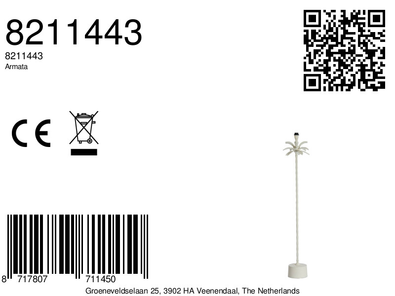 Lampadaire tendance crème motif palmier Light & Living Armata – Image 5