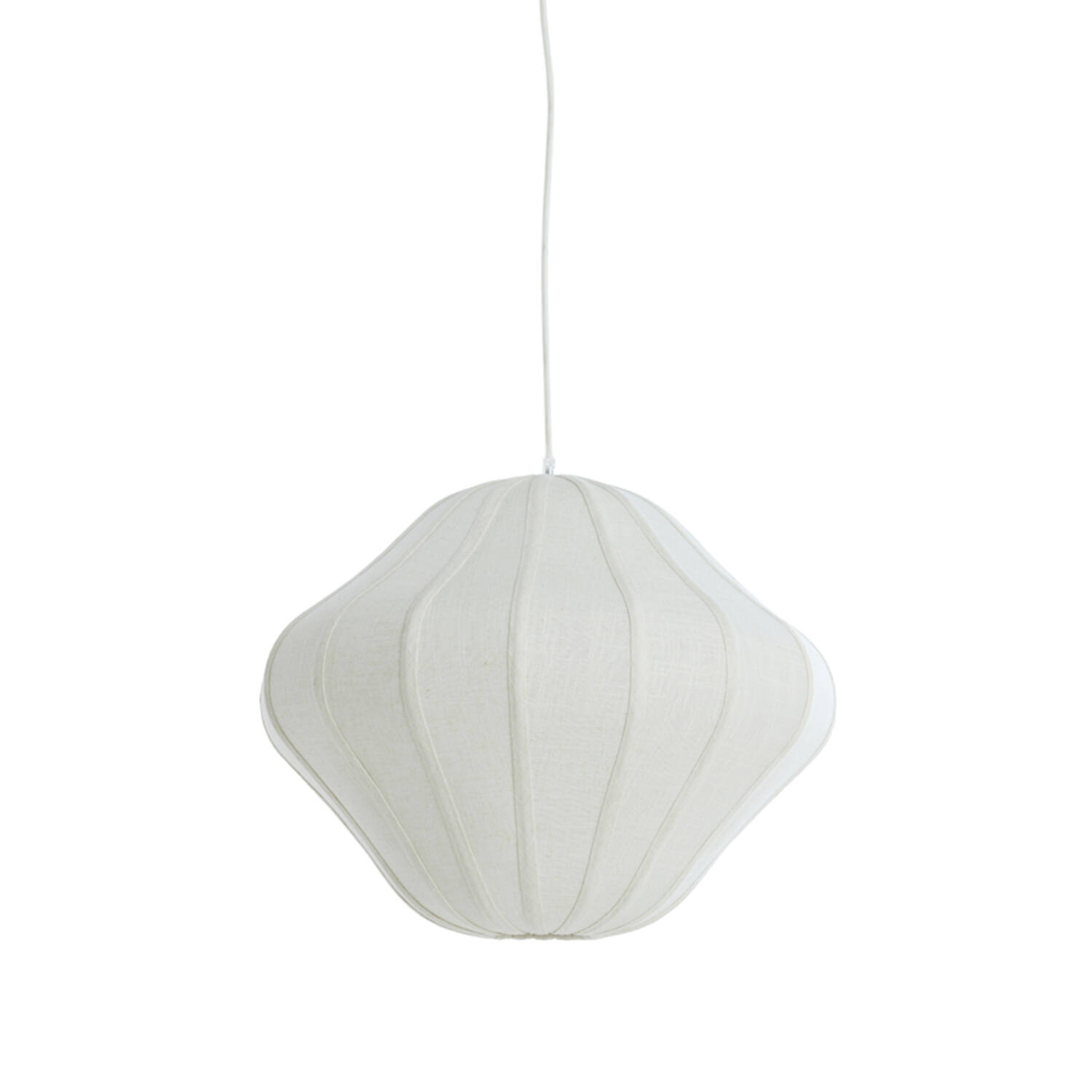 Suspension ovale blanche avec abat-jour en tissu Light & Living Sukau