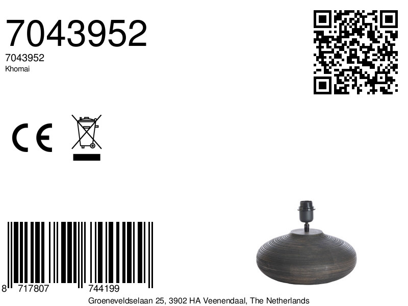 Petit pied de lampe en bois sombre Light & Living Khomai – Image 5